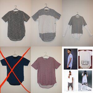 (Size M/S) Lot of EPTM. Men's Knit Scallop Fit Extended Basic T-Shirt Short/Long